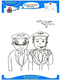 Çocuklar İçin Pilot Boyama Sayfaları 